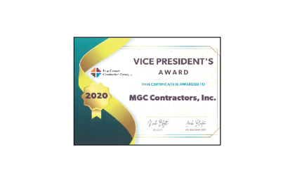 Vice president's award for mcg contractors, inc.
