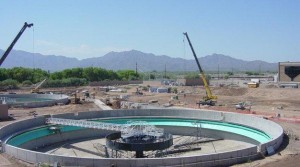 The construction of a water treatment plant in Arizona by MGC Contractors.