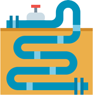 An icon of a water pipe with a faucet on it, designed for MGC Services.