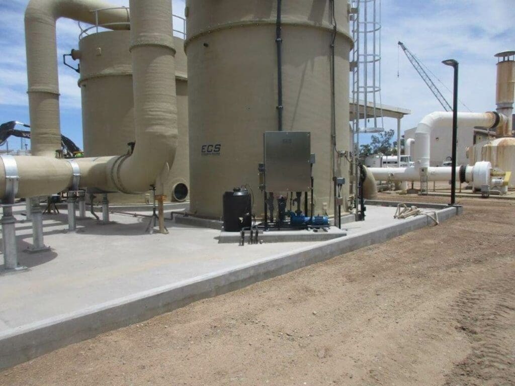 A water treatment plant with pipes and pipes.